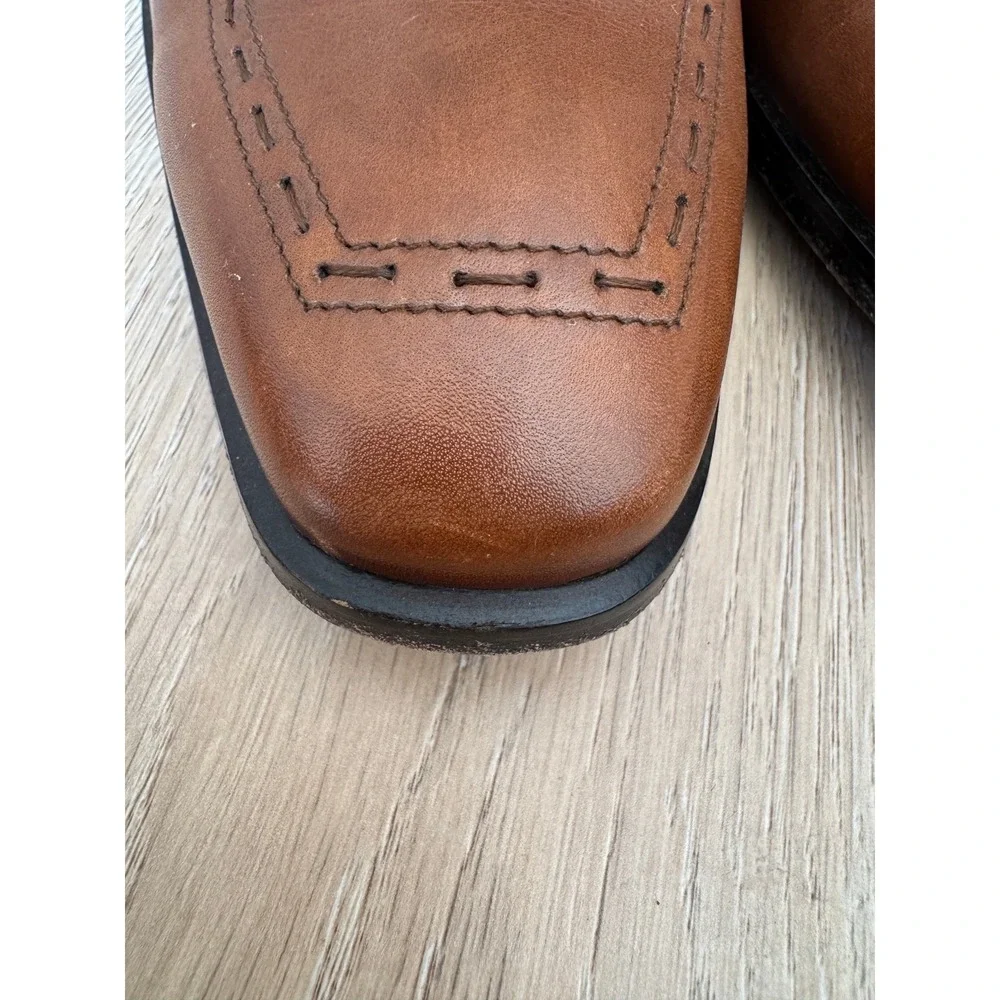 Bruno Magli Men's 7.5 M Brown Leather Derby Dress Shoes Apron Toe Made in Italy